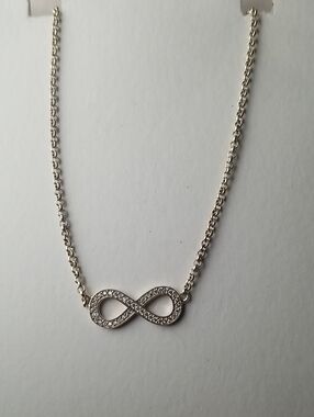 Silver Infinity Pendant Necklace With CZ